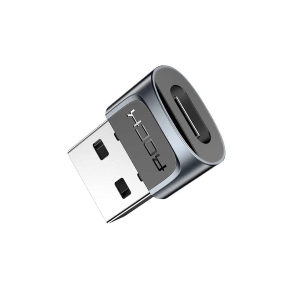 Image of Rock - USB C auf USB A Lade und Daten Adapter Stecker - Grau / Schwarz bei Apfelkiste.ch