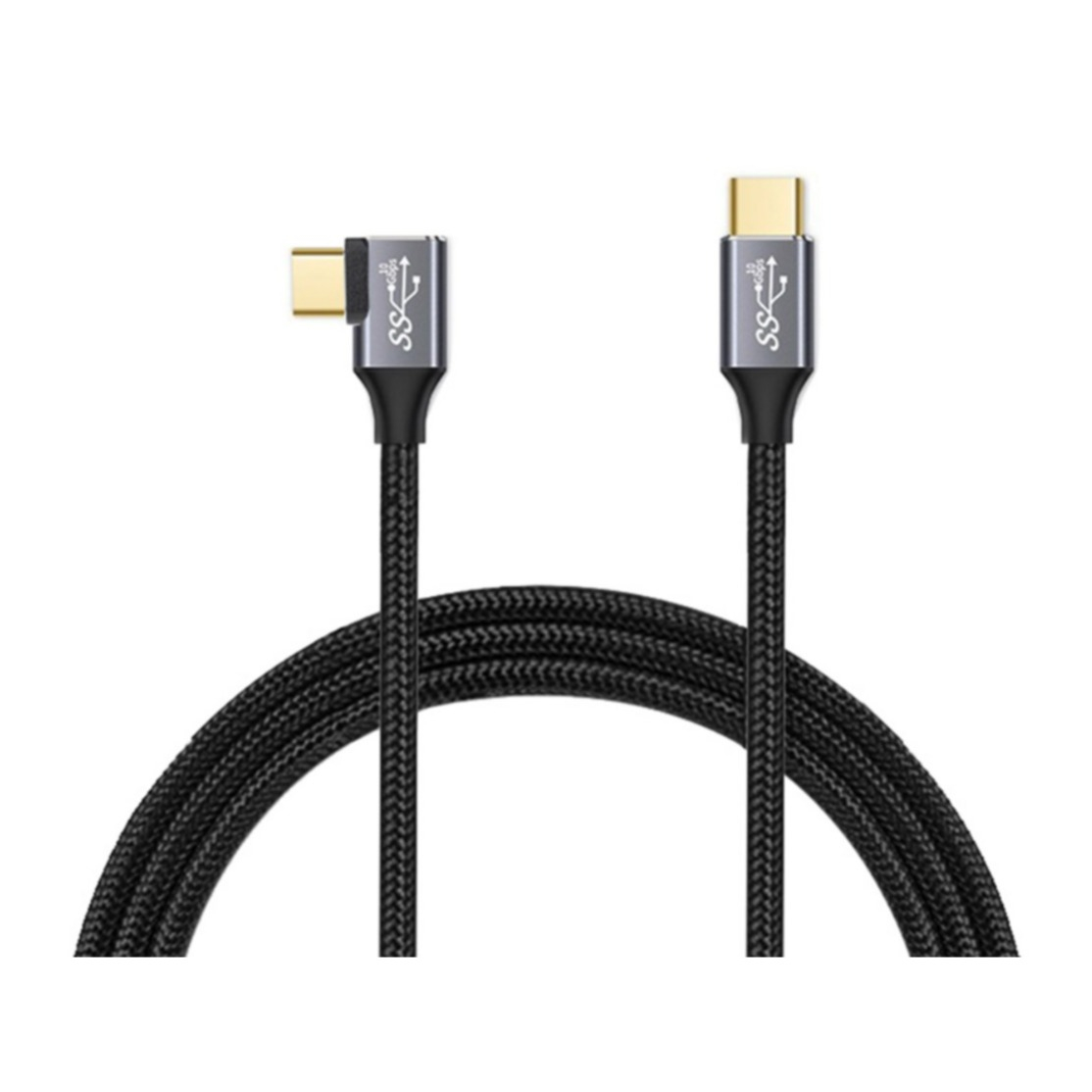 Image of (1m) 100W USB C auf USB C PD Schnell Ladekabel 4K Thunderbolt 3 Nylon Datenkabel 90-Grad-Winkel - Schwarz bei Apfelkiste.ch