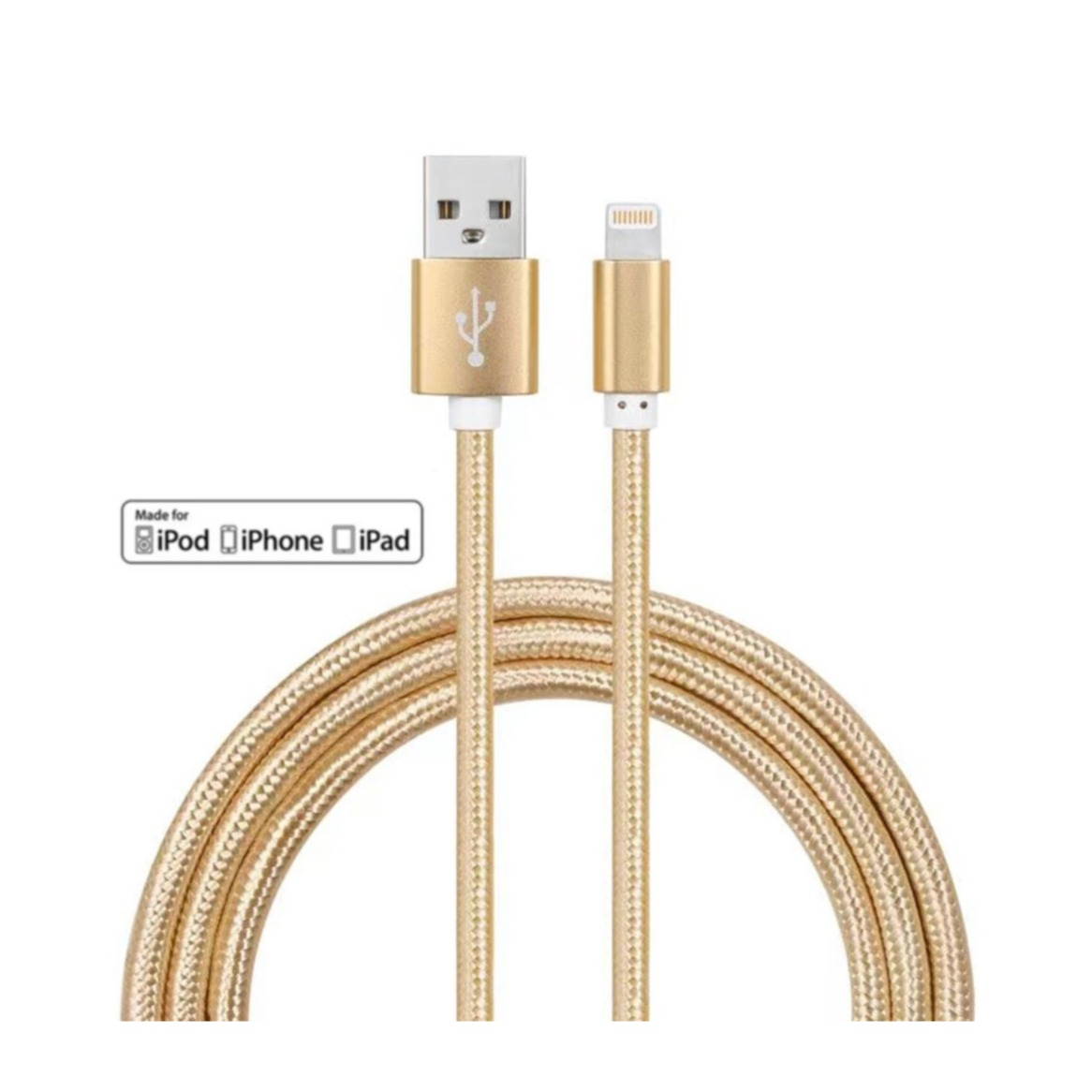 Image of (1m) 2.4A MFi USB A auf Lightning Schnellladekabel Nylon Datenkabel - Gold bei Apfelkiste.ch