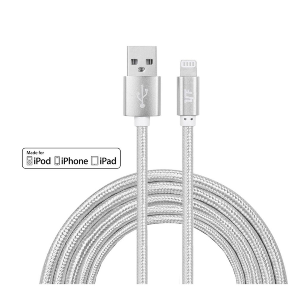 Image of (1m) 2.4A MFi USB A auf Lightning Schnellladekabel Nylon Datenkabel - Silber bei Apfelkiste.ch