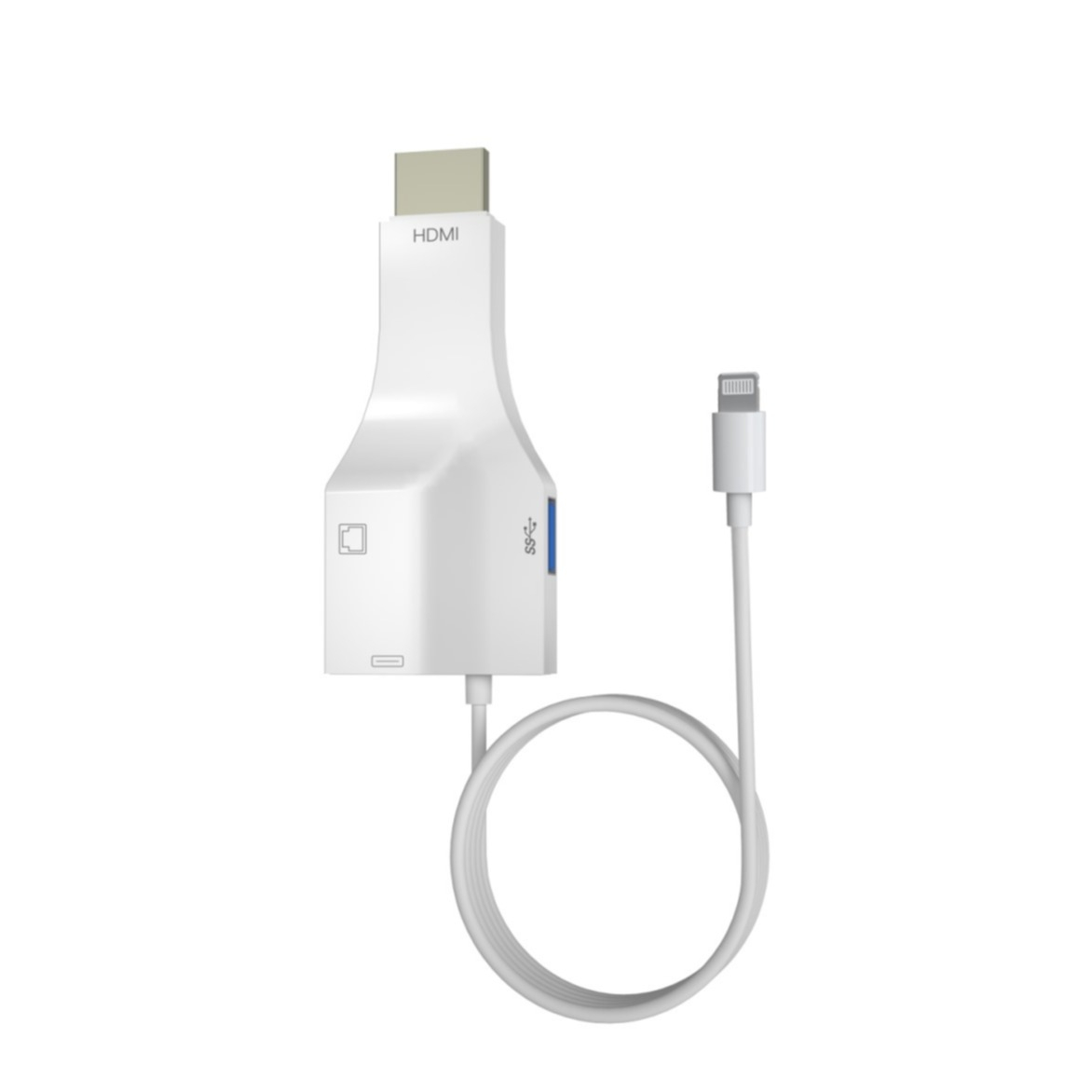Image of (1m) HDMI Ethernet LAN RJ45 auf Lightning Adapter Kabel für Apple iPhone / iPad - Weiss bei Apfelkiste.ch