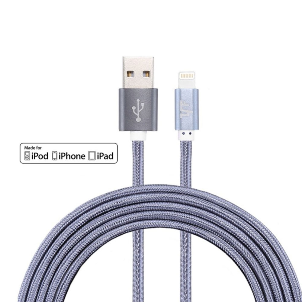 Image of (1m) 2.4A MFi USB A auf Lightning Schnellladekabel Nylon Datenkabel - Grau bei Apfelkiste.ch