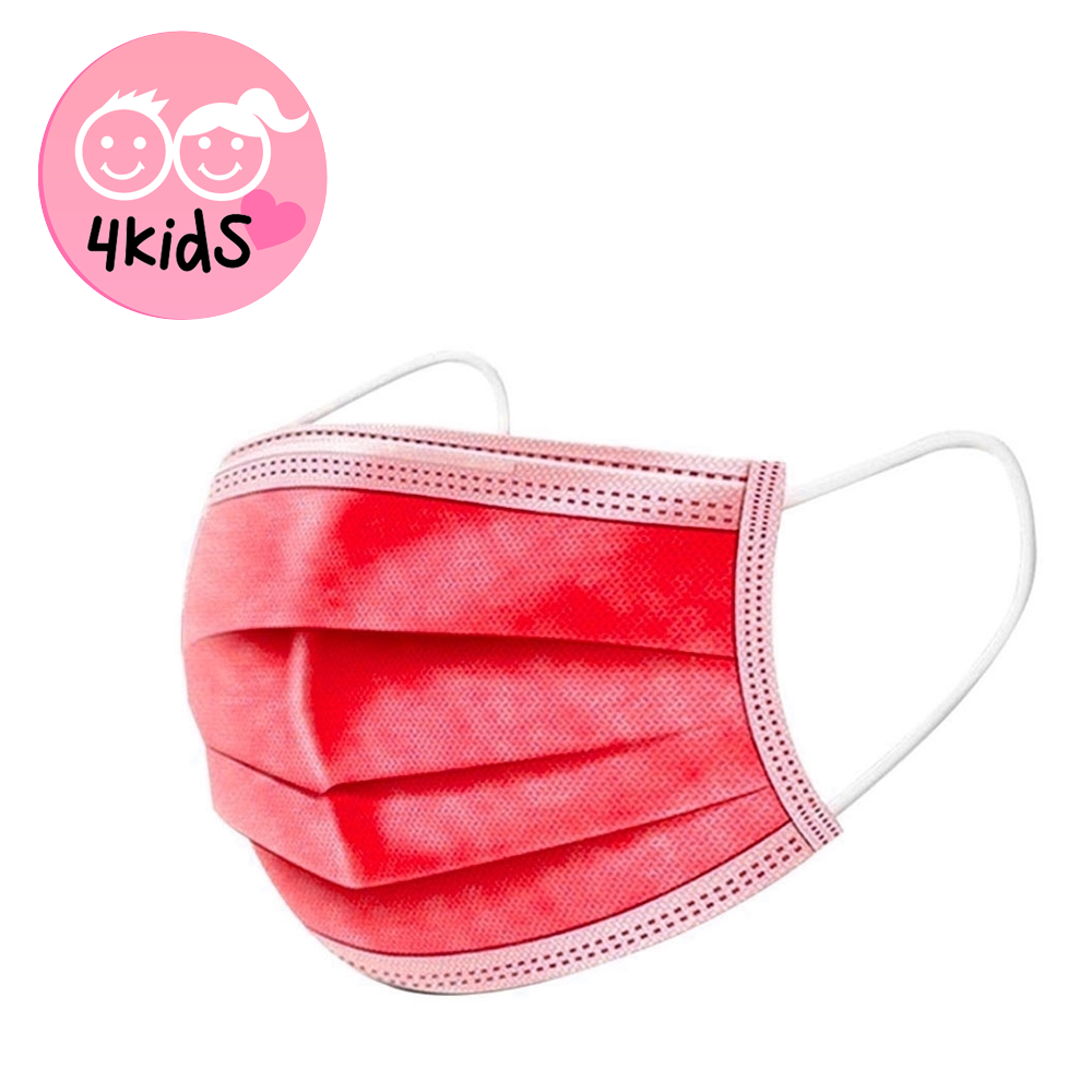 Image of (50er Set) Kinder / Jugendliche Einweg Mundschutz Hygiene Atemschutzmaske (Einheitsgrösse) - Rot bei Apfelkiste.ch