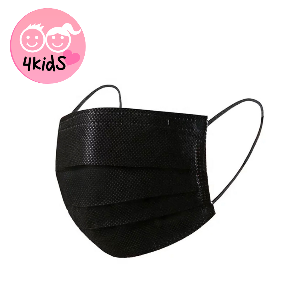 Image of (50er Set) Kinder / Jugendliche Einweg Mundschutz Hygiene Atemschutzmaske (Einheitsgrösse) - Schwarz bei Apfelkiste.ch