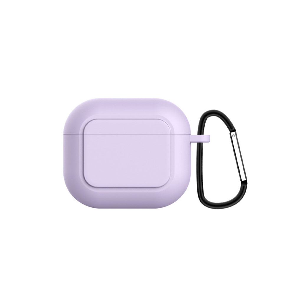 Image of AirPods (3. Generation) Silikon Case Schutzhülle Abdeckung mit Karabinerhaken - Lila bei Apfelkiste.ch
