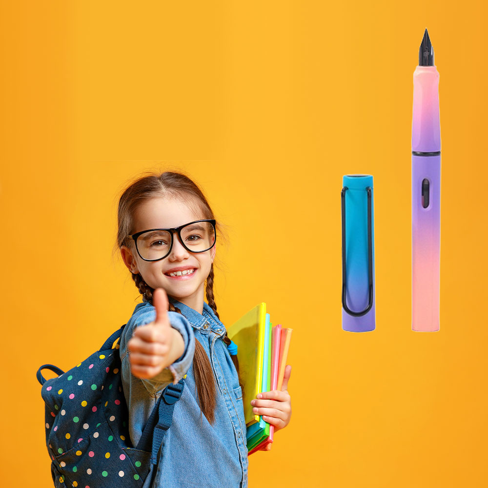 Image of Füllfederhalter mit EF Stahlfeder Rainbow Schulfüller + Konverter - Blau / Lila bei Apfelkiste.ch