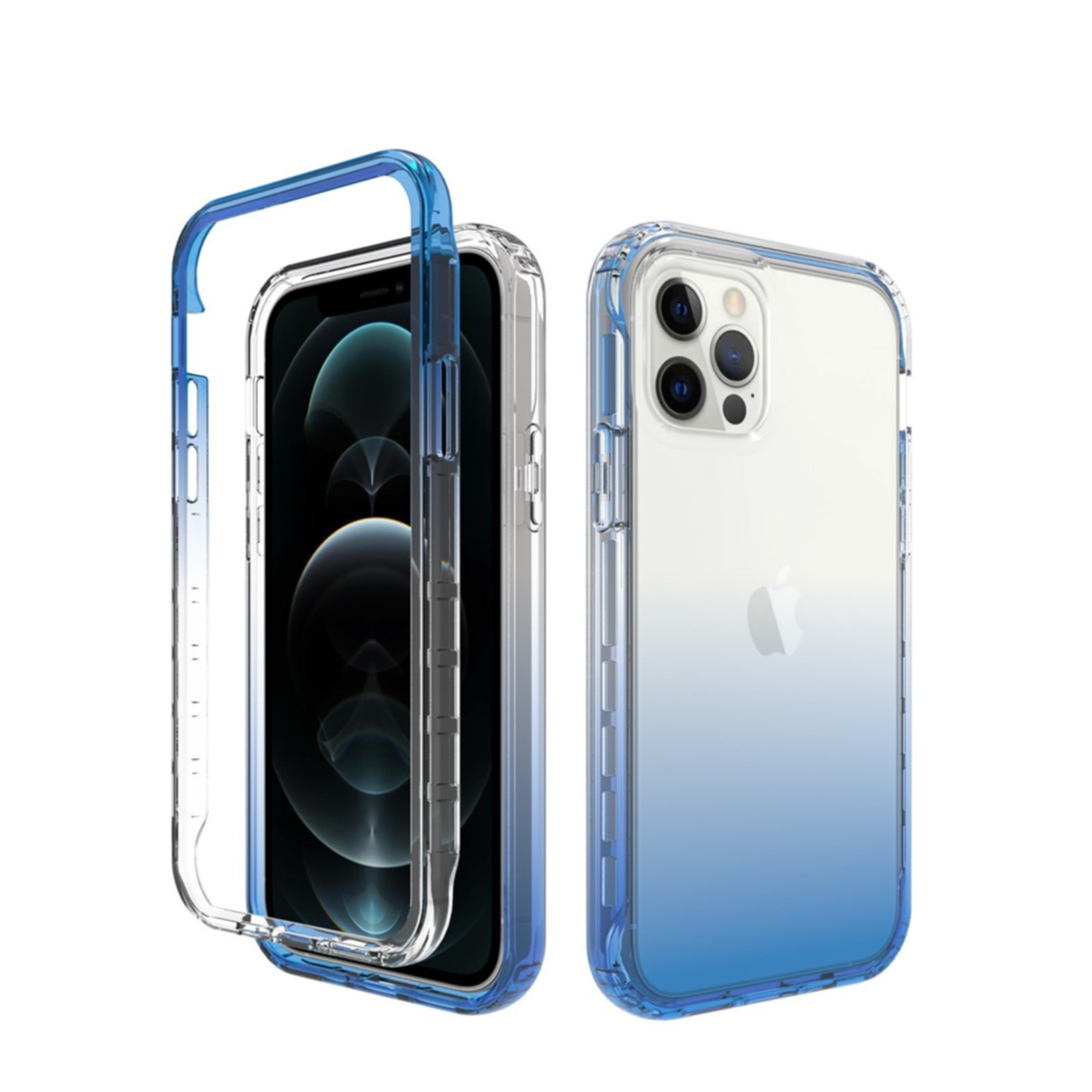 Image of (2-tlg.) iPhone 12 / iPhone 12 Pro Hybrid TPU Hülle mit Farbverlauf - Blau / Transparent bei Apfelkiste.ch