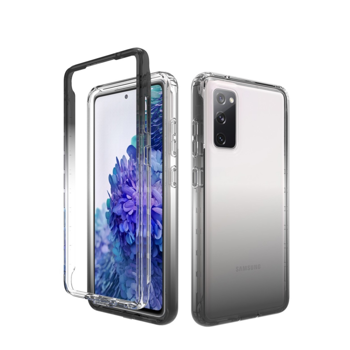 Image of (2-tlg.) Samsung Galaxy S20 FE / S20 FE 5G Hybrid TPU Hülle mit Farbverlauf - Schwarz / Transparent bei Apfelkiste.ch