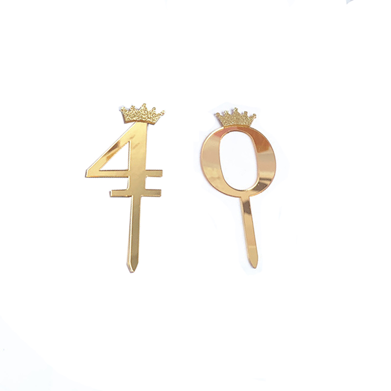 Image of (2-tlg. Set) Kuchenstecker 40. Geburtstag Acryl Tortenstecker Topper Dekoration für Torten / Kuchen - Gold bei Apfelkiste.ch