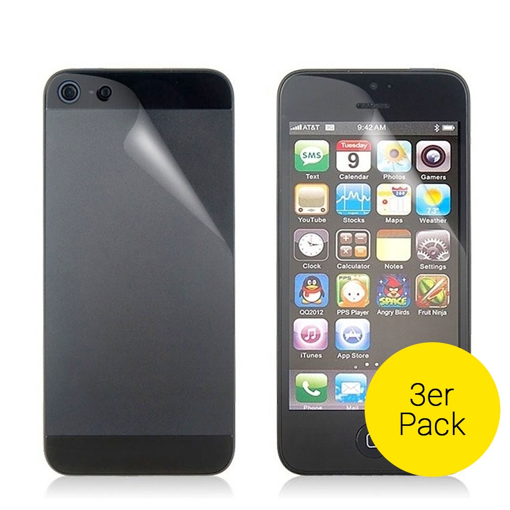 (3er Set) iPhone SE (2016) / 5S Display Schutzfolie Matt (1 x Front und 1 x Back)