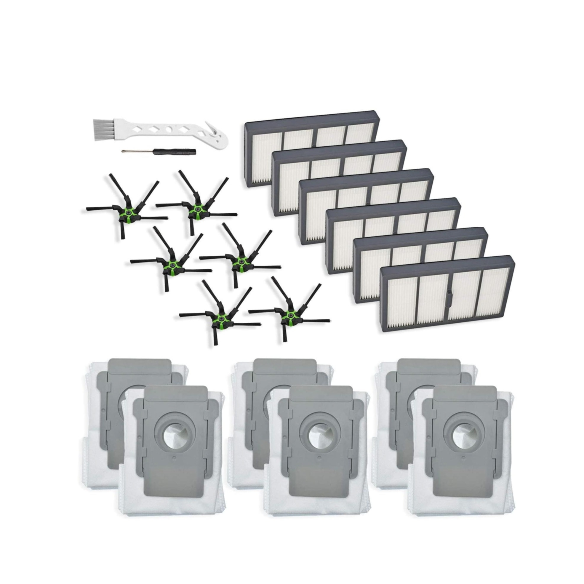 Image of (20-tlg. Set) Ersatz Bürsten / Filter / Beutel Reinigungs Werkzeug Kit iRobot Roomba Staubsauger Roboter bei Apfelkiste.ch