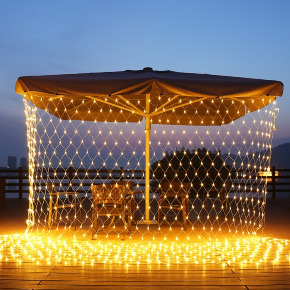 Image of (300x200cm) 200 LED's Outdoor Lichterkette Netz Vorhang Beleuchtung Wasserfest IP65 - Warmweiss bei Apfelkiste.ch
