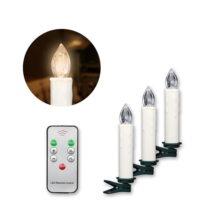 Image of (20er Set) 10cm LED Weihnachtsbaum Kerzen Christbaum Beleuchtung + Fernbedienung (Batteriebetrieben) - Warmweiss bei Apfelkiste.ch