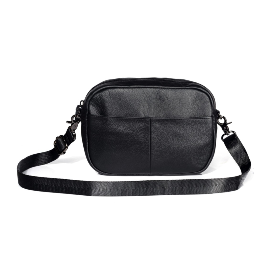 Image of (20x15x6cm) Unisex Leder Schultertasche Fashion Crossbody Bag Bauchtasche - Schwarz bei Apfelkiste.ch