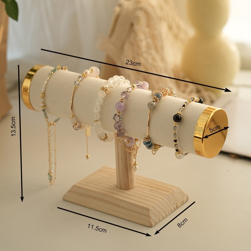 23x5cm) Holz Schmuck Halterung Tisch Ständer Beige