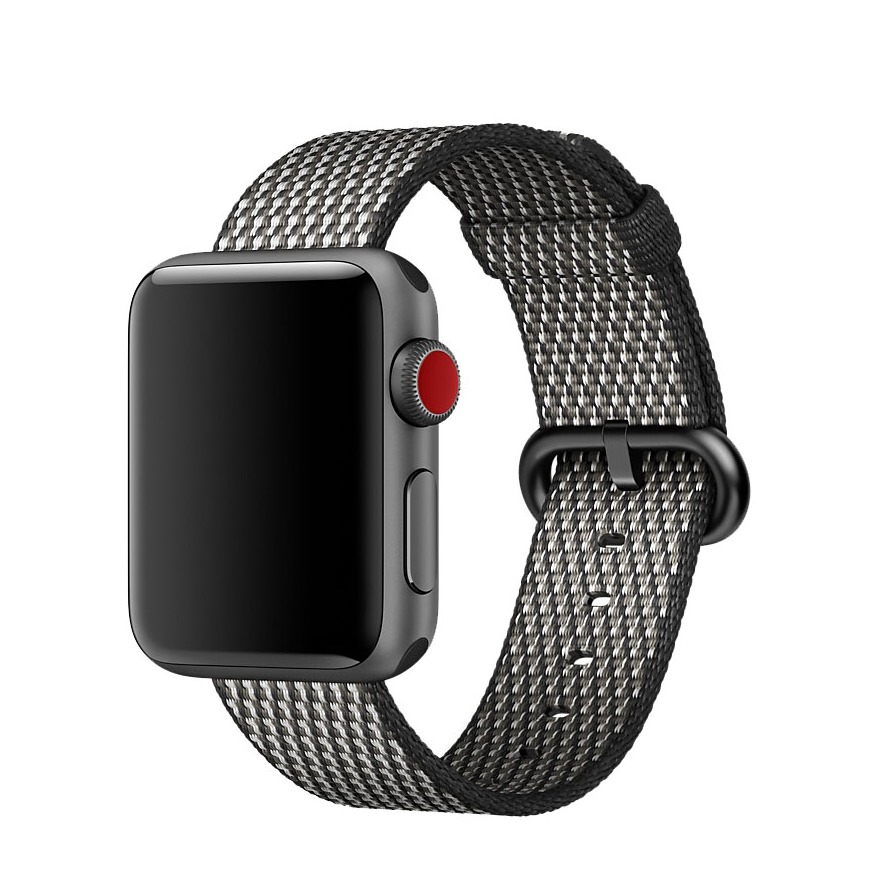 Image of (Gr. XL) Apple Watch (45/44/42 mm) Nylon Armband mit Dornschliesse (Gelenkumfang 180 - 235mm) - Schwarz / Grau bei Apfelkiste.ch