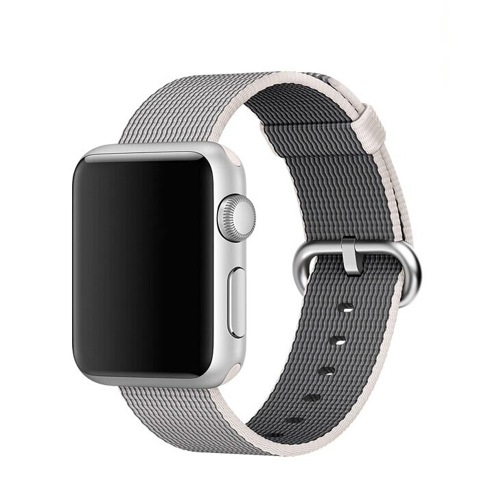 Image of (Gr. XL) Apple Watch (45/44/42 mm) Nylon Dual Color Armband (Gelenkumfang 180 - 230mm) - Weiss / Grau bei Apfelkiste.ch