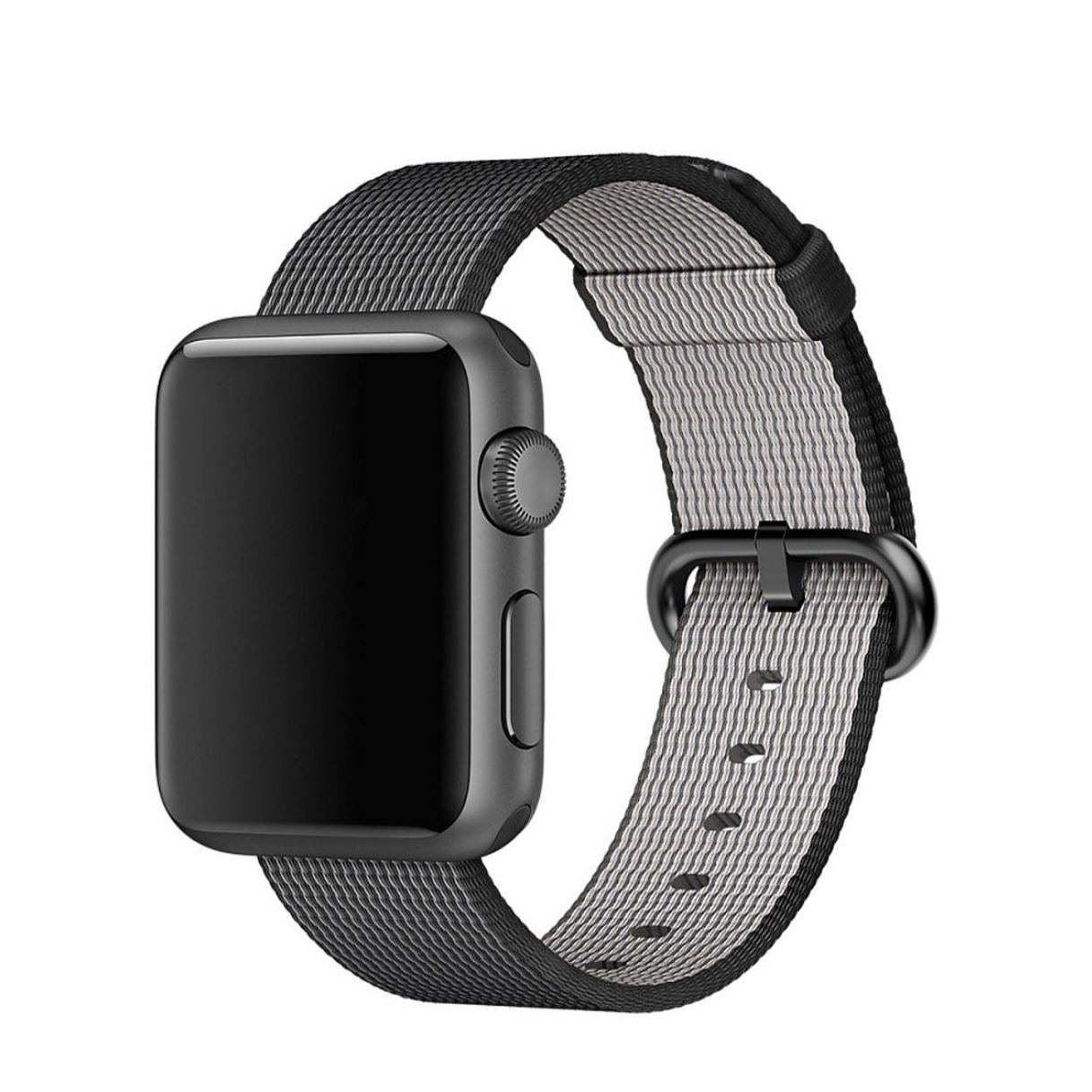 Image of (Gr. XL) Apple Watch (45/44/42 mm) Nylon Dual Color Armband (Gelenkumfang 180 - 230mm) - Schwarz / Grau bei Apfelkiste.ch