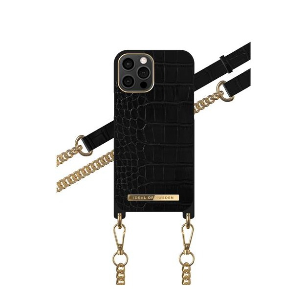 Image of iDeal of Sweden - iPhone 12 Pro Max Necklace Case Hardcase Hülle + Handykette (IDNCSS20-I2067-207) - Jet Black Croco bei Apfelkiste.ch
