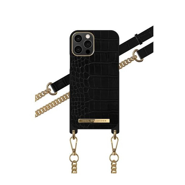 Image of iDeal of Sweden - iPhone 12 / iPhone 12 Pro Necklace Case Hardcase Hülle + Handykette (IDNCSS20-I2061-207) - Jet Black Croco bei Apfelkiste.ch