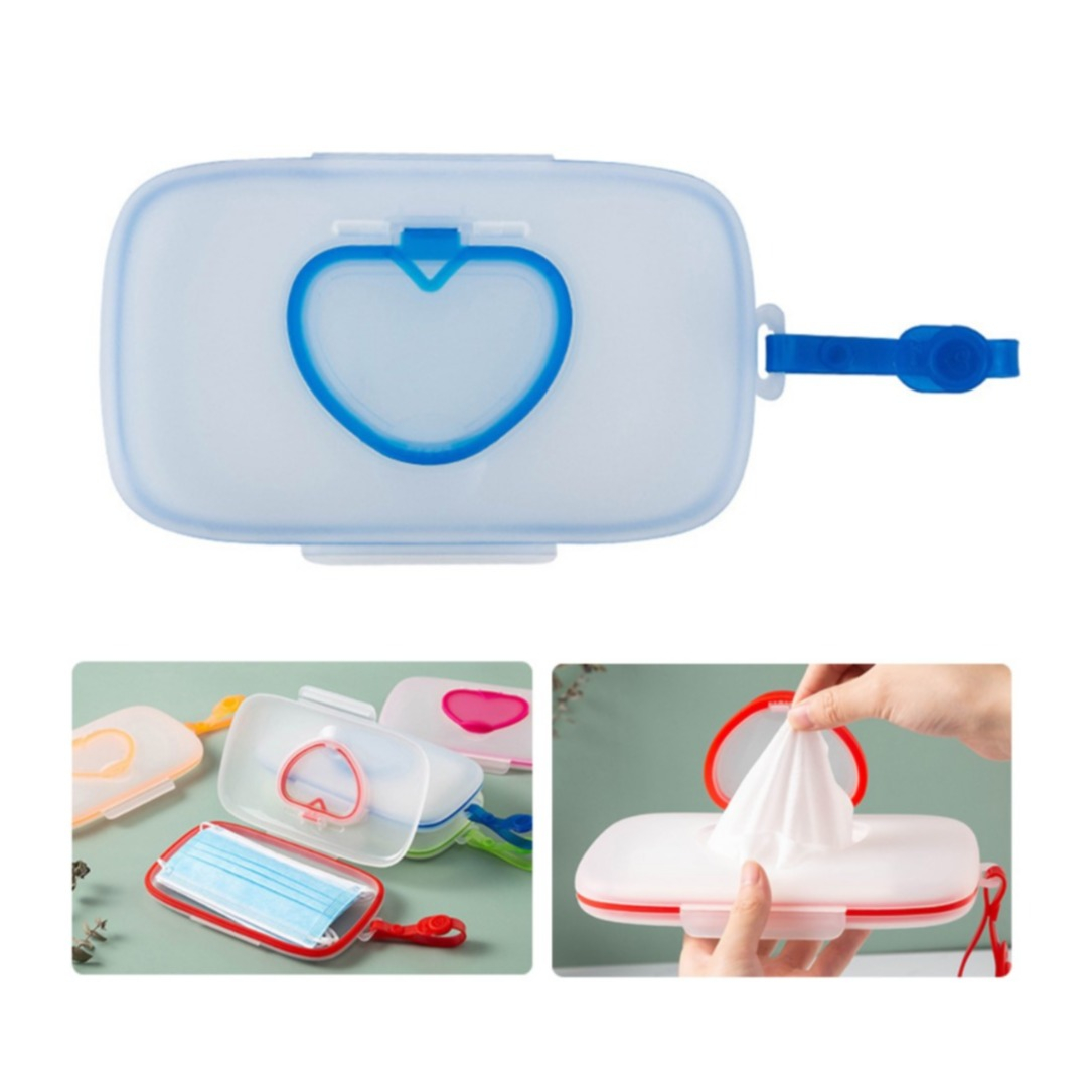 Image of (215x130mm) Feuchtigkeits Tuch Spender Aufbewahrungs Box + Schlaufe - Blau bei Apfelkiste.ch