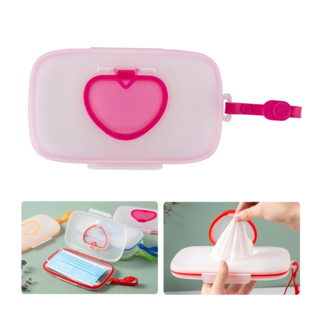 Image of (215x130mm) Feuchtigkeits Tuch Spender Aufbewahrungs Box + Schlaufe - Rosa bei Apfelkiste.ch