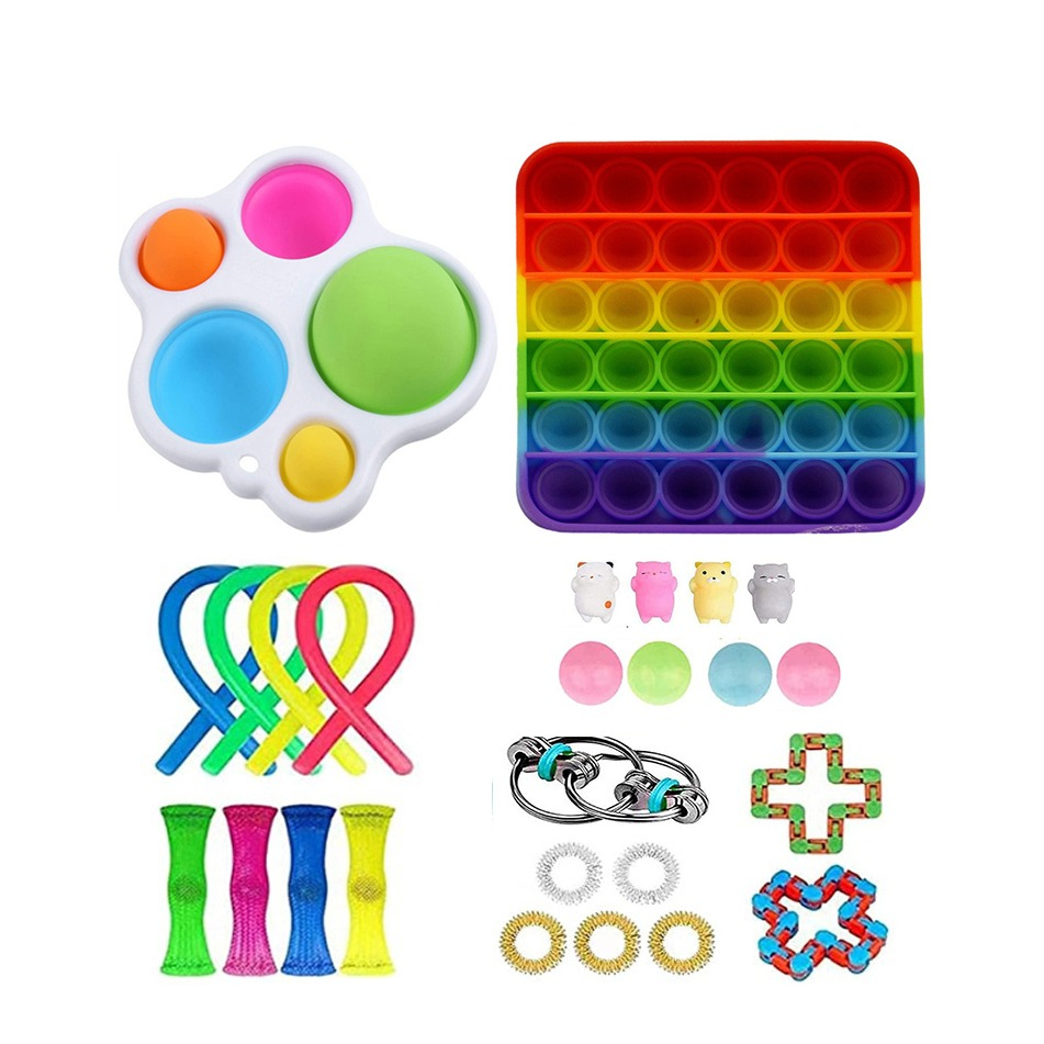 Image of (26-tlg. Set) Anti Stress Silikon Bubbles Pop It Fidget Spiele - Bunt bei Apfelkiste.ch
