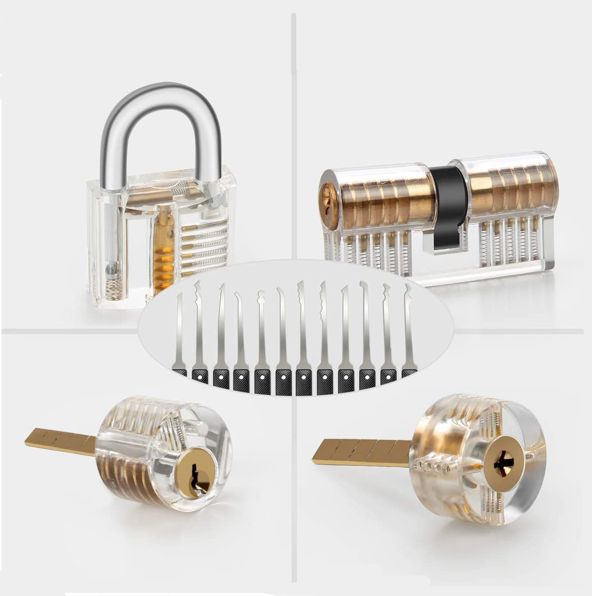 20-teiliges Dietrich Set mit Transparentem Vorhängeschloss (Neu (gemäss 20-teiliges Dietrich Set mit Transparentem Vorhängeschloss (Neu (gemäss