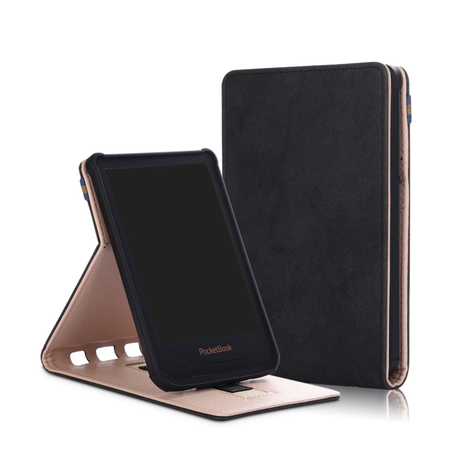 Image of PocketBook Touch HD 3 / Touch Lux 5 Vintage Leder Tasche Flipcase mit Handschlaufe - Schwarz bei Apfelkiste.ch