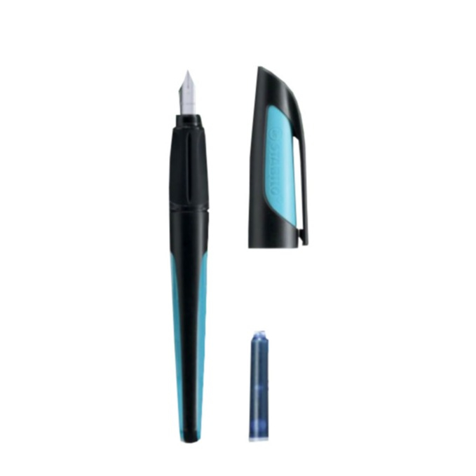 Image of STABILO - EASYbuddy Medium Ergonomischer Füllfederhalter Schulfüller + Patrone (B-53920-5) - Hellblau / Schwarz bei Apfelkiste.ch