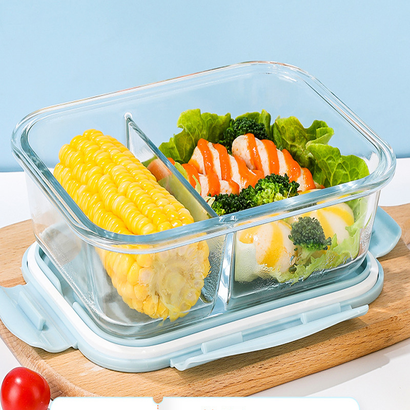 Glas Frischhalte Dose Auslaufsichere Lunch Box Blau