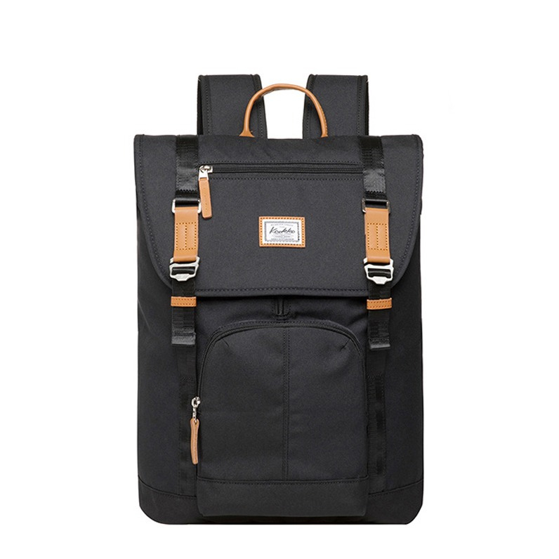Image of (22.5L) Wasserabweisender Reise Rucksack mit Laptop Fach bis 13" - Schwarz / Braun bei Apfelkiste.ch