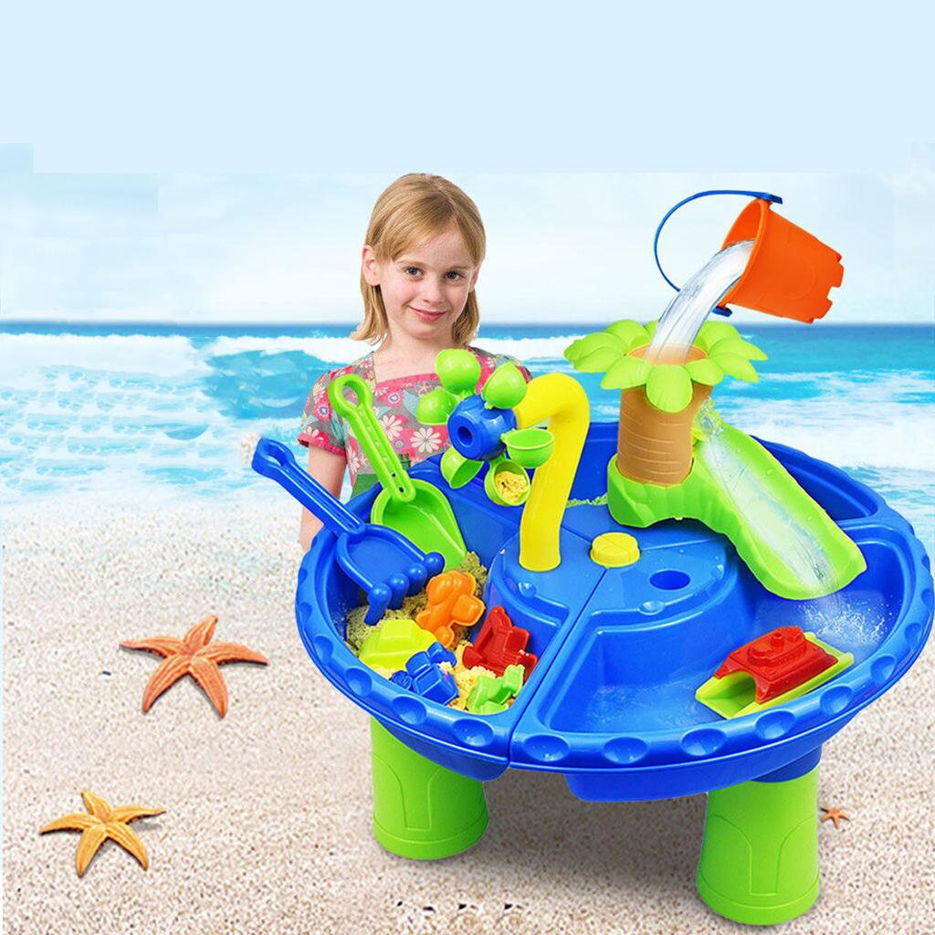 Image of (22-tlg. Set) Wasser Spieltisch Kinder Sandkasten Sommer Outdoor Spielzeug - Blau bei Apfelkiste.ch