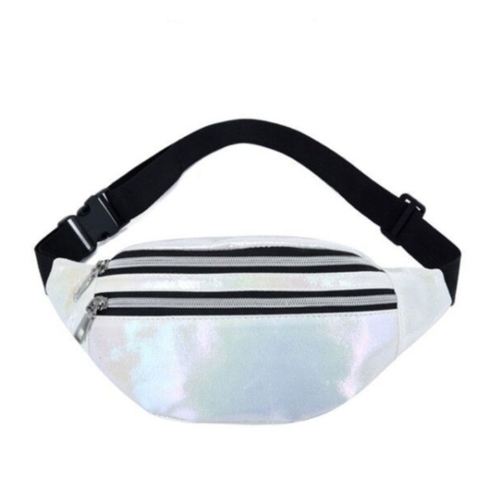 Image of (22x14cm) Bauchtasche Fashion Umhänge Gürtel Tasche Irisierend - Weiss bei Apfelkiste.ch