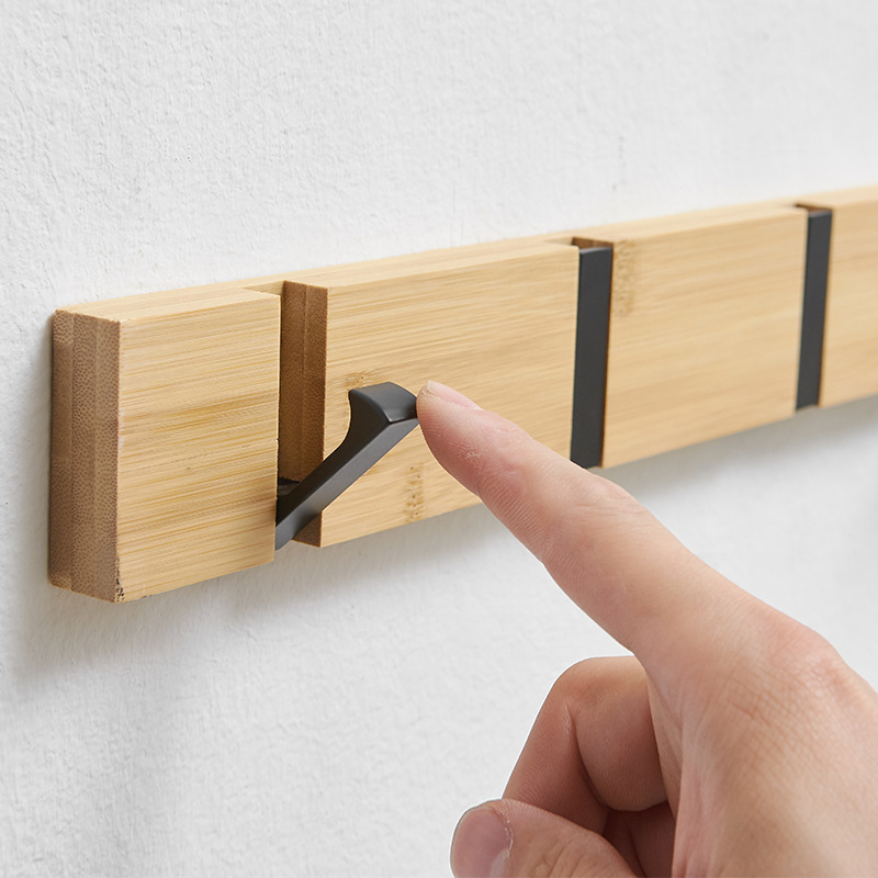 50x6cm Bambus Wand Garderoben Leiste 5-facher Haken