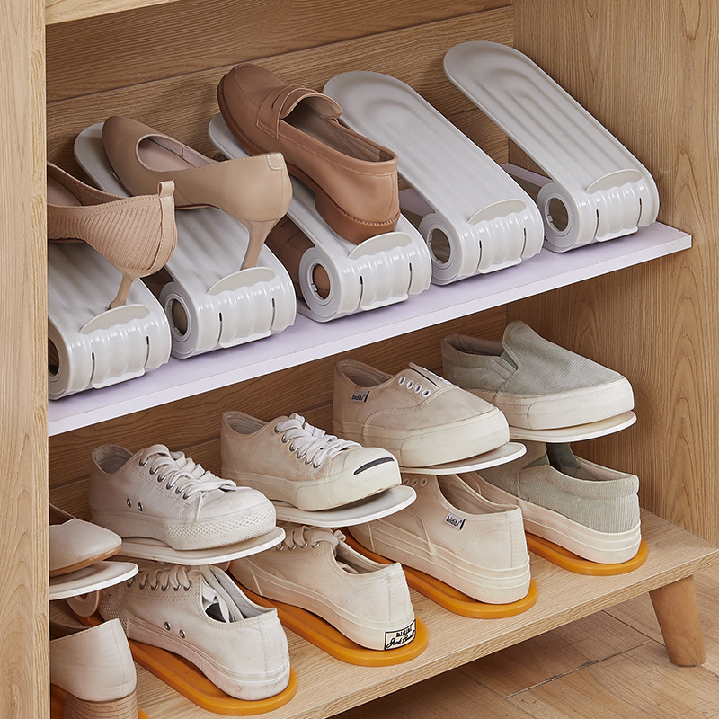 TOPNEW Schuh-Organizer Für Schrank – 20 Stück, Transparent, Höhenverstellbar, Platzsparend Doppellagig, PET-Material
