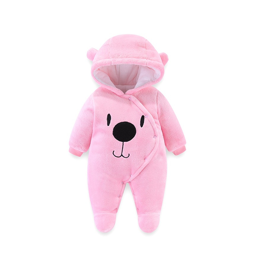 Baby Plüsch Strampler Mit Tier Kapuze - Warme Overalls Für Winter 0-18 Monate