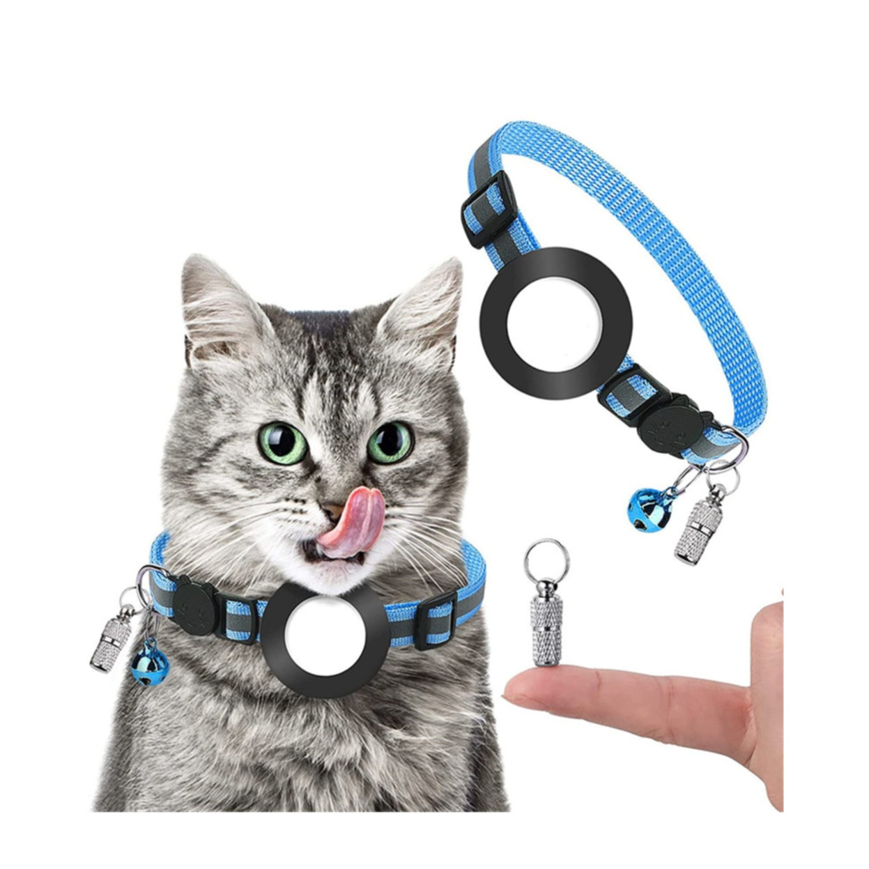 Katzen Halsband mit Apple AirTag Halterung Schwarz | Schlüsselanhänger