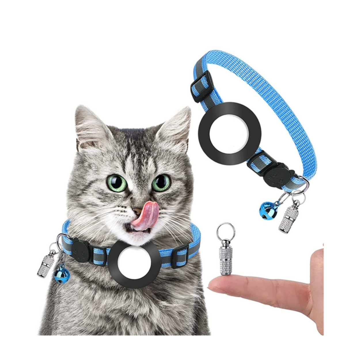 Sicherheitshalsband Katze Reflektierend Mit Airtag Halterung   Verstellbares Katzenhalsband Blau Katzenhalsband Reflektierend Airtag