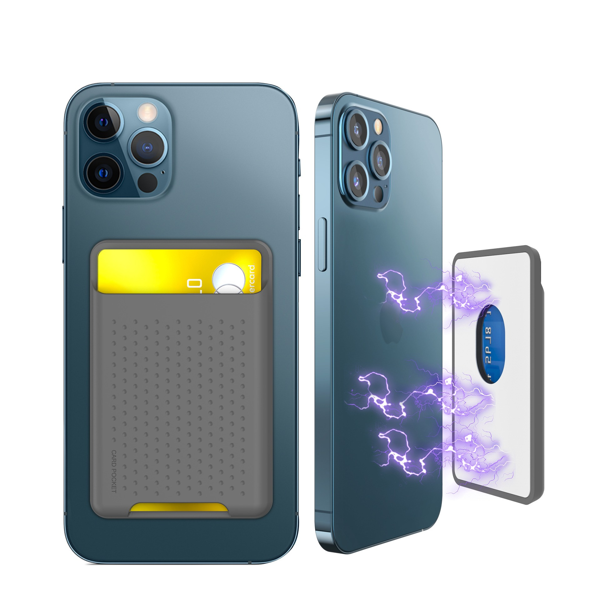 Image of Magnetische MagSafe iPhone Silikon Wallet Kreditkarten Halterung - Grau bei Apfelkiste.ch