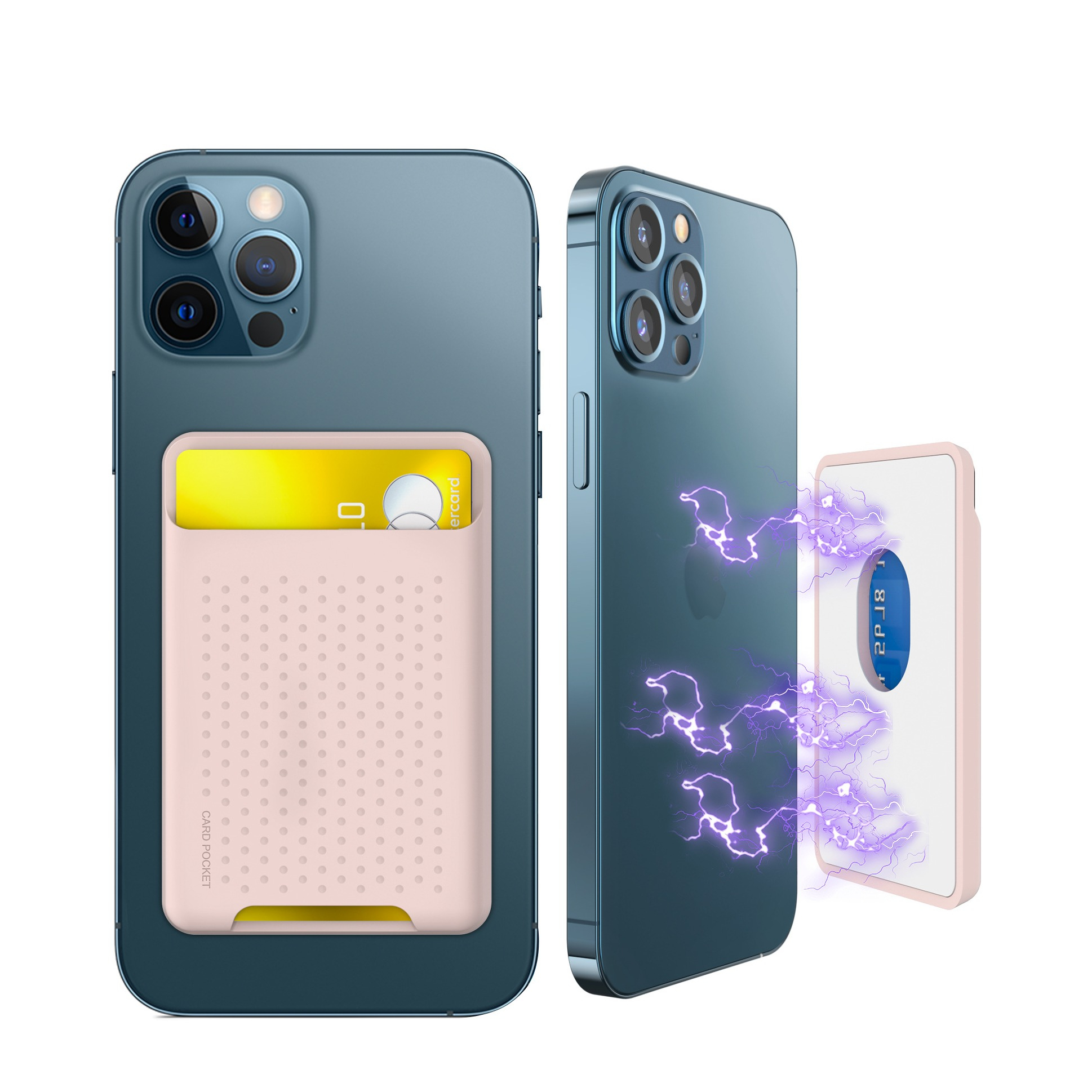 Image of Magnetische MagSafe iPhone Silikon Wallet Kreditkarten Halterung - Rosa bei Apfelkiste.ch