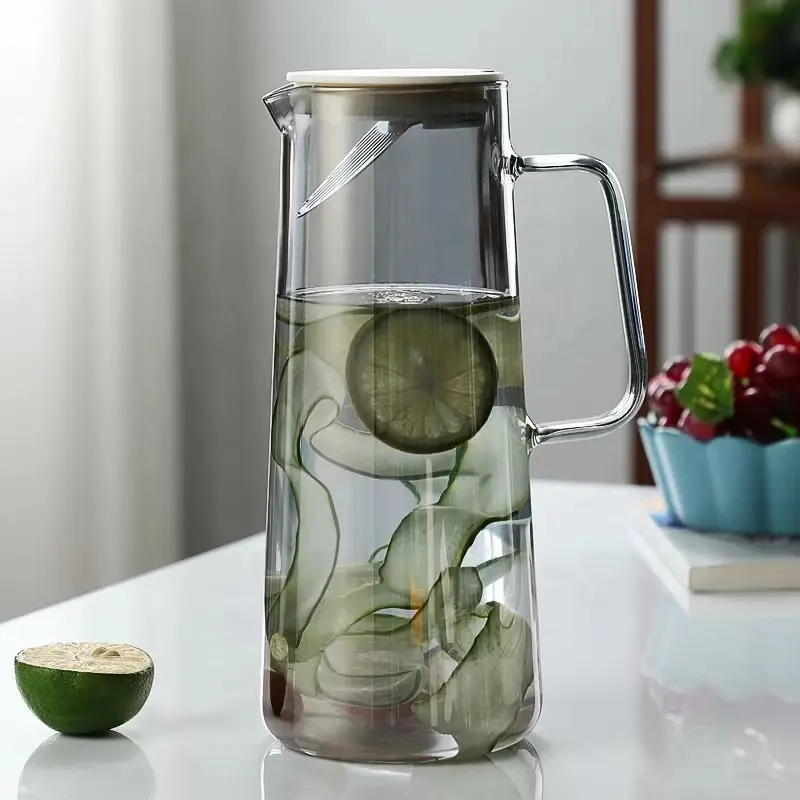 1.8l) Glas Karaffe Trink Krug Wasser / Ice Tea Kanne