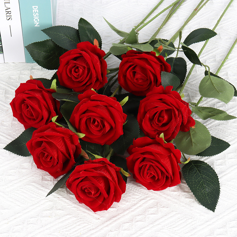 10er Set) Deko Rosen Kunstblumen Accessoire Rot