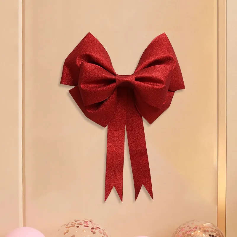 Geschenk Schleife Weihnachts Deko Masche Rot Glitzer