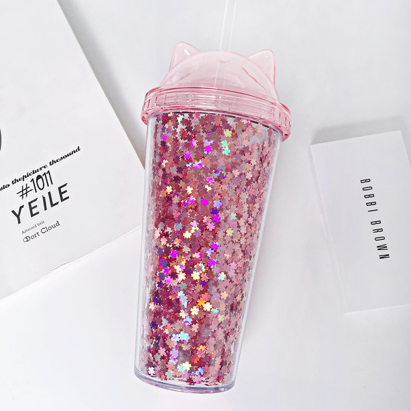 12 Pinke Glitzer-Strohhalme Aus Plastik – Wiederverwendbar, 28 Cm Lang, Mit Reinigungsbürste, Für Große Becher