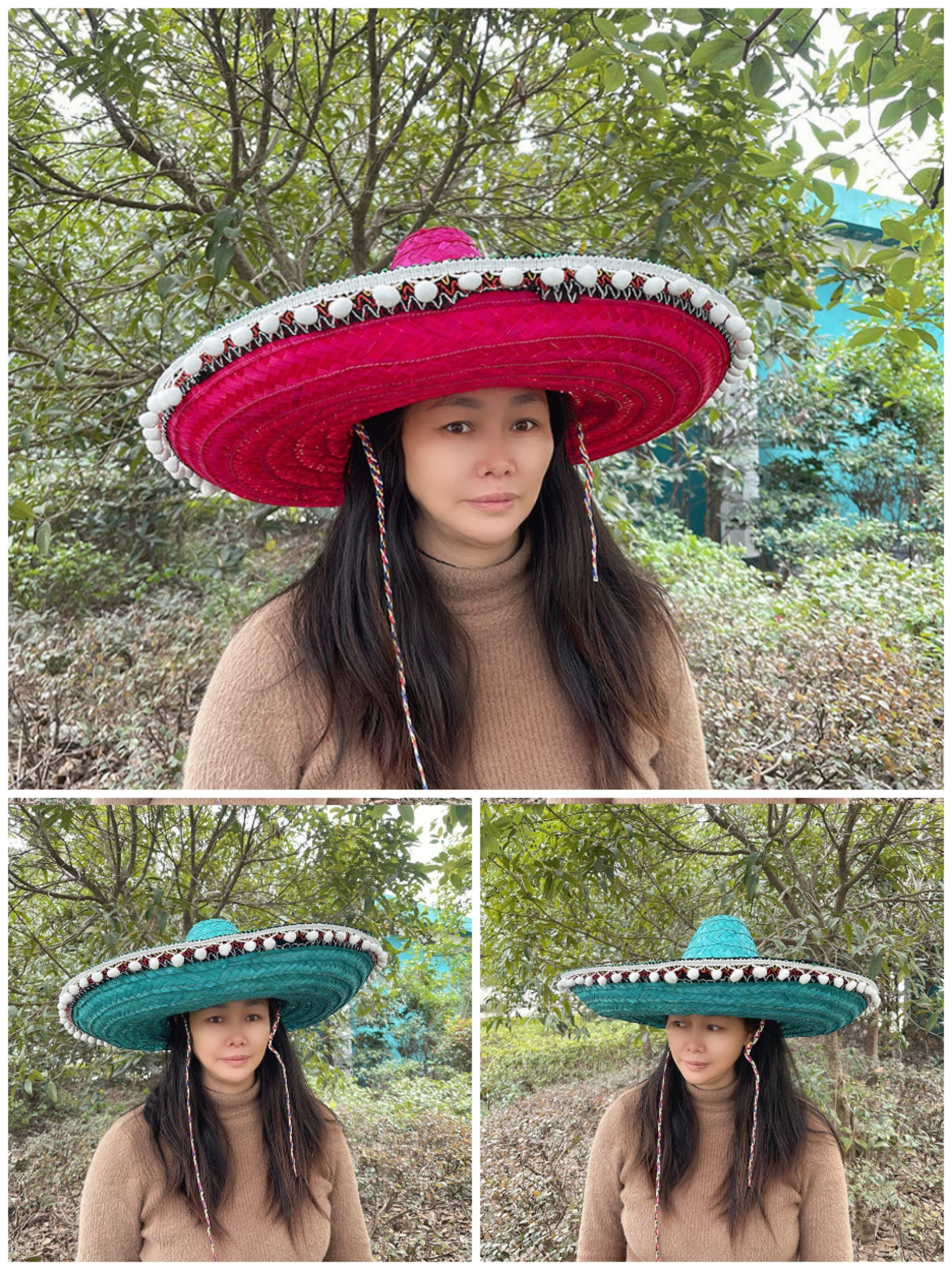 Mexikanisches Kostüm-Set – Bunter Sombrero Mit 2 Grünen Maracas, Für Fiesta, Karneval & Mottopartys