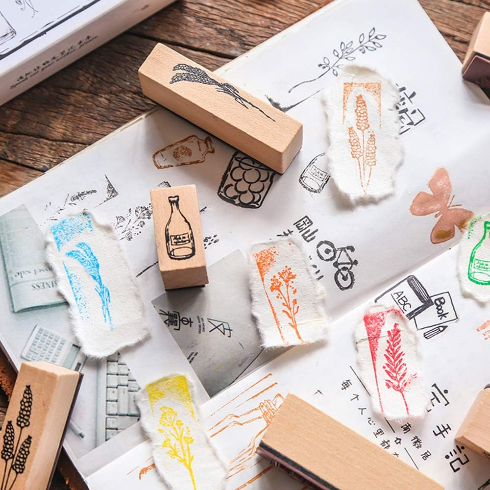 6 Muster Vintage Platz Floral Blume Holz Gummi Stempel Für Scrapbooking Karte, R Korative DIY Handwerk Sortierte 6 Teile/satz