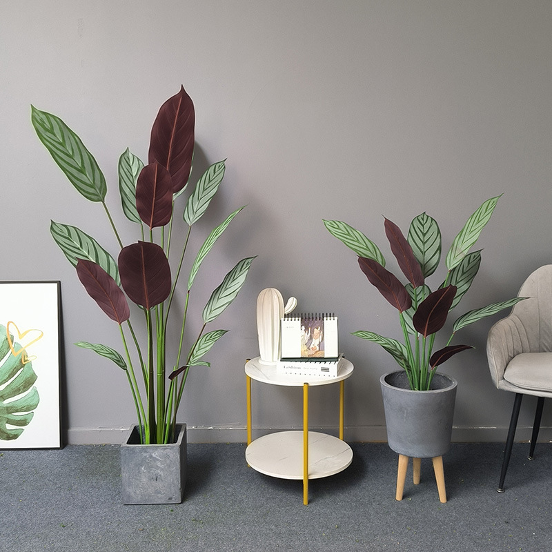 90x75cm) Deko Kunstpflanze Calathea Home Topfpflanze