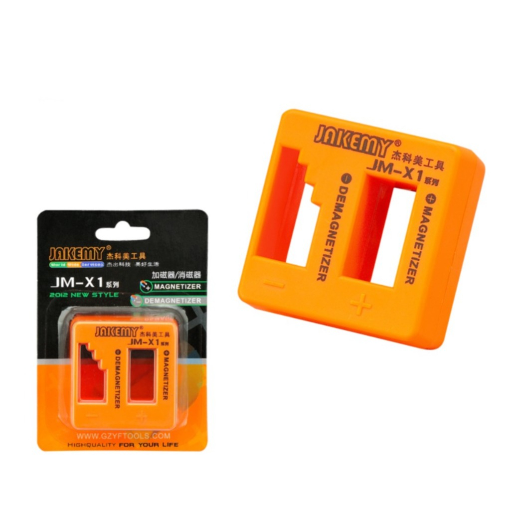 Image of Jakemy - Magnetisierer Entmagnetisierer Werkzeug Handy Reparatur für Schraubendreherklingen - Schwarz / Orange bei Apfelkiste.ch