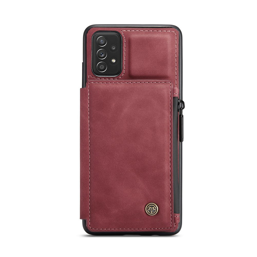 Image of Caseme - Samsung Galaxy A52s 5G / A52 (5G) Leder Schutzhülle mit Münzbeutel + 3 Kartenfächern - Dunkelrot bei Apfelkiste.ch